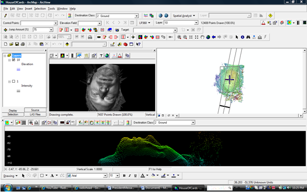 Screenshot of Radiohead's lead singer, Thom Yorke, from the House of Cards LiDAR data in LP360 for ArcGIS